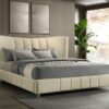 Evelyn Upholstered Eastern King Panel Platform Bed Ivory