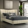 Evelyn Upholstered Queen Panel Platform Bed Ivory