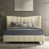 Evelyn Upholstered Queen Panel Platform Bed Ivory