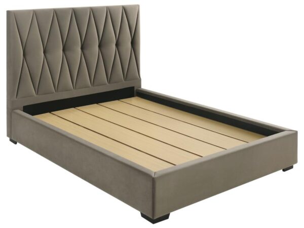 Delsea Upholstered Queen Panel Platform Bed Light Brown