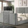 Tara 61-inch Upholstered Eastern King Panel TV Bed Grey
