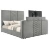 Tara 61-inch Upholstered Eastern King Panel TV Bed Grey