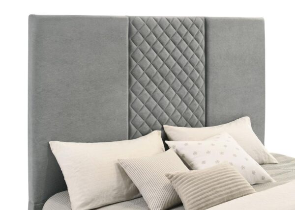 Tara 61-inch Upholstered Eastern King Panel TV Bed Grey
