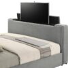 Tara 61-inch Upholstered Eastern King Panel TV Bed Grey