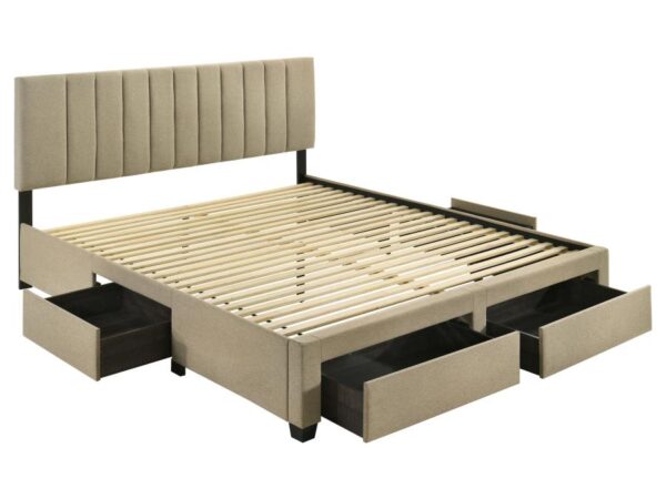 Wheatland 4-drawer Upholstered Eastern King Storage Bed Brown