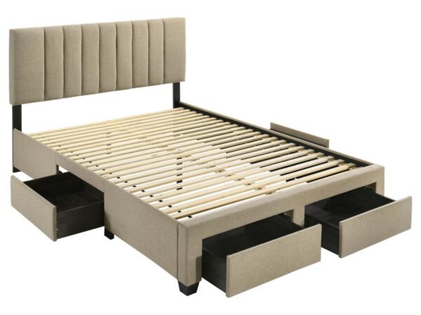 Wheatland 4-drawer Upholstered Queen Storage Bed Light Brown