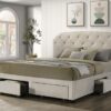 Marianna 4-drawer Upholstered Eastern King Storage Bed Cream