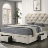 Marianna 4-drawer Upholstered Queen Storage Bed Cream