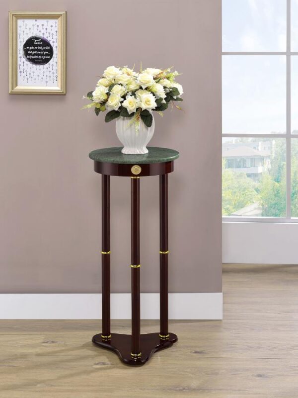Edite Round Marble Top Plant Stand Merlot