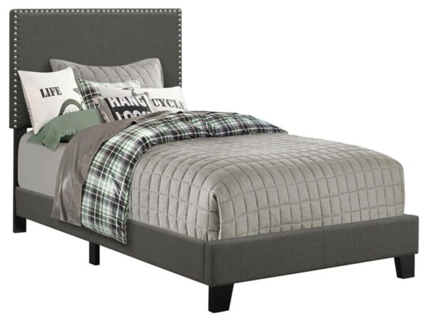 Boyd Upholstered Twin Panel Bed Charcoal