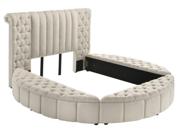 Sonya Upholstered Queen Round Storage Bed Ivory