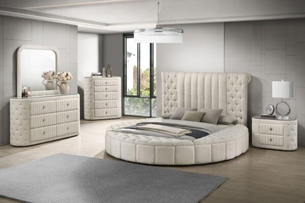 Sonya 6-drawer Upholstered Bedroom Dresser with Mirror Ivory