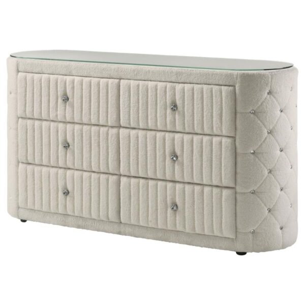 Sonya 6-drawer Upholstered Bedroom Dresser Ivory