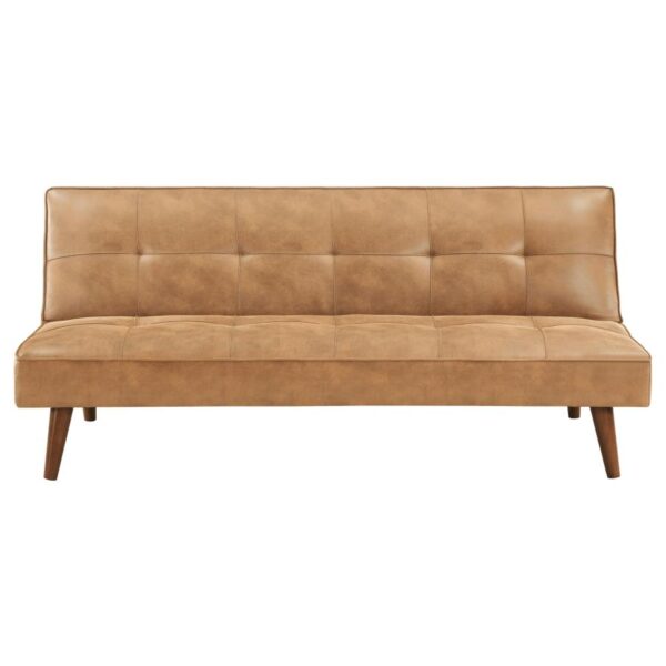 Jenson Upholstered Tufted Convertible Sofa Bed Saddle Brown