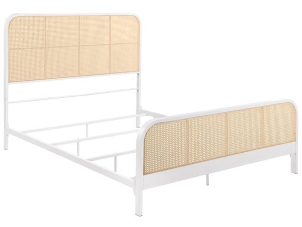 Lanewood Open Cane Webbing Metal Queen Bed White