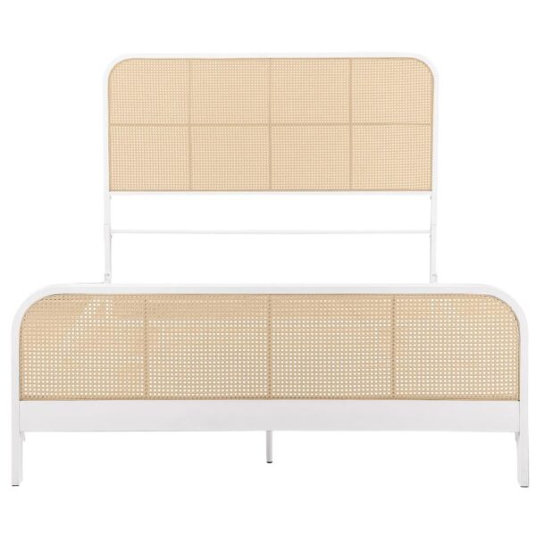 Lanewood Open Cane Webbing Metal Queen Bed White