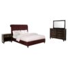 Devon 4-piece Eastern King Bedroom Set Wine Red and Dark Oak