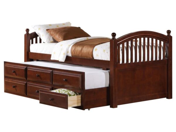 Norwood 3-drawer Twin Bed with Captains Trundle Chestnut