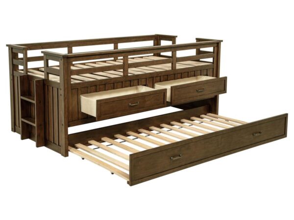 Carlsbad Wood Twin Captains Bed With Trundle Medium Brown