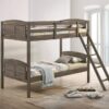 Flynn Wood Twin Over Twin Bunk Bed with Mattress Weathered Brown
