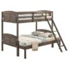 Flynn Wood Twin Over Full Bunk Bed with Mattress Weathered Brown