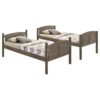 Flynn Wood Twin Over Full Bunk Bed with Mattress Weathered Brown