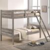 Ryder Wood Twin Over Twin Bunk Bed with Mattress Weathered Taupe