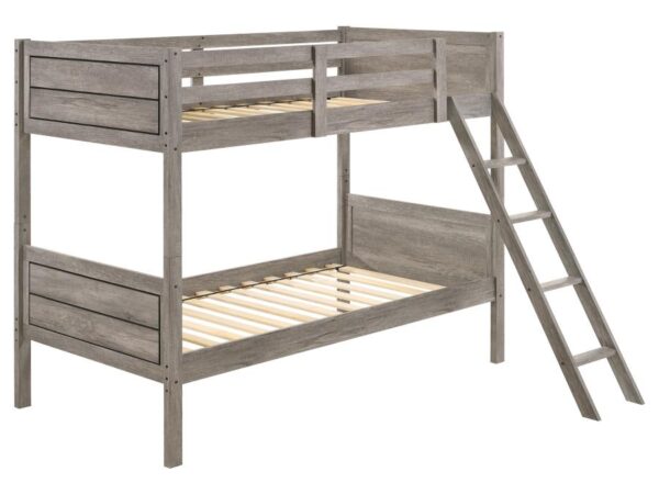 Ryder Wood Twin Over Twin Bunk Bed Weathered Taupe