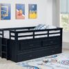 Carlsbad Wood Twin Captains Bed With Trundle Navy Blue