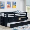 Carlsbad Wood Twin Captains Bed With Trundle Navy Blue