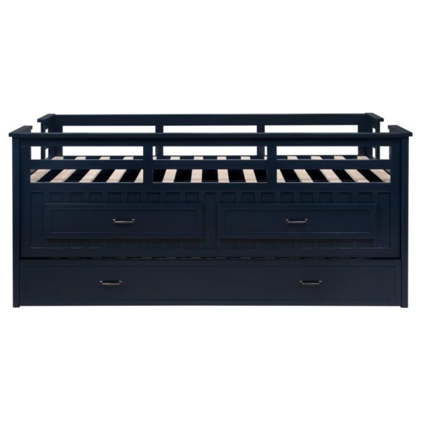 Carlsbad Wood Twin Captains Bed With Trundle Navy Blue