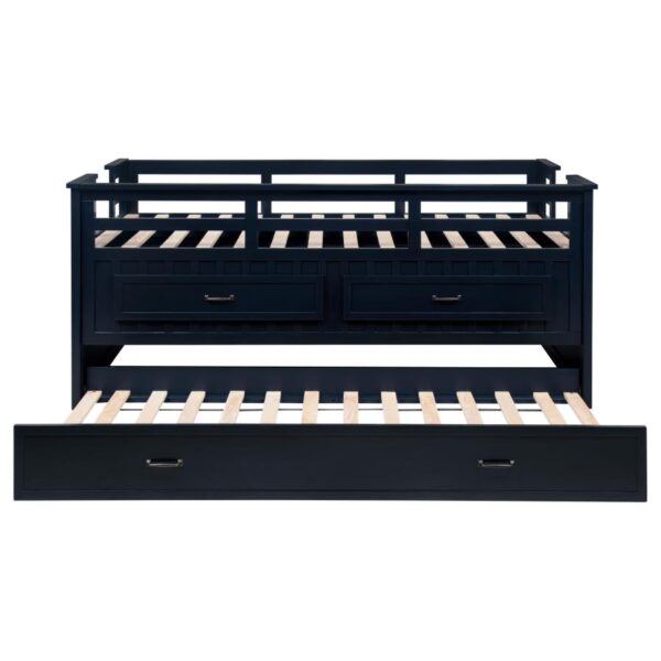 Carlsbad Wood Twin Captains Bed With Trundle Navy Blue