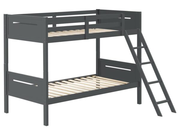 Littleton Wood Twin Over Twin Bunk Bed Grey