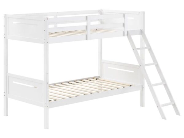 Littleton Wood Twin Over Twin Bunk Bed White