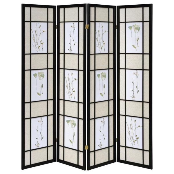 Catabella 4-Panel Room Divider Folding Shoji Screen Floral