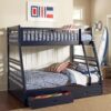 Ashton 2-drawer Wood Twin Over Full Bunk Bed Navy Blue