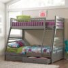 Ashton 2-drawer Wood Twin Over Full Bunk Bed Grey