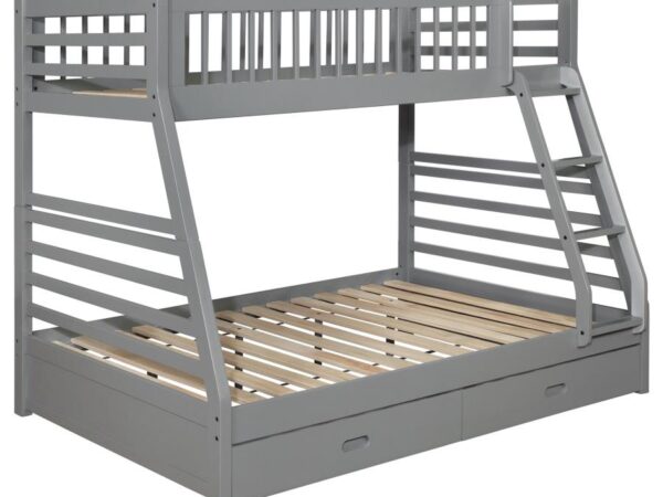 Ashton 2-drawer Wood Twin Over Full Bunk Bed Grey