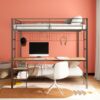 Campus Metal Full Over Twin Workstation Bunk Bed Matte Black