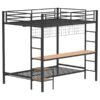 Campus Metal Full Over Twin Workstation Bunk Bed Matte Black