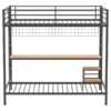 Campus Metal Full Over Twin Workstation Bunk Bed Matte Black