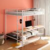 Campus Metal Full Over Twin Workstation Bunk Bed Matte White