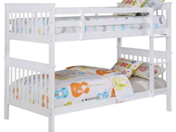 Chapman Wood Twin Over Twin Bunk Bed with Mattress White