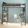 Campus 3-shelf Metal Twin Workstation Loft Bed Matte Black