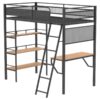Campus 3-shelf Metal Twin Workstation Loft Bed Matte Black
