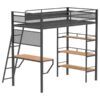 Campus 3-shelf Metal Twin Workstation Loft Bed Matte Black