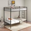 Alevera Metal Twin Over Twin Bunk Bed with Ladder Black