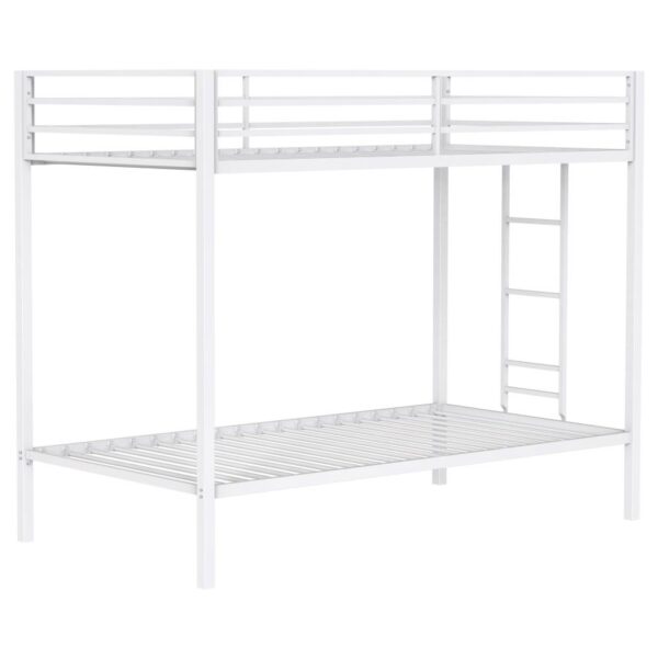 Alevera Metal Twin Over Twin Bunk Bed with Ladder White