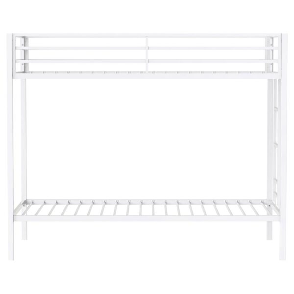 Alevera Metal Twin Over Twin Bunk Bed with Ladder White