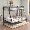 Alevera Metal Twin Over Full Bunk Bed with Ladder Black